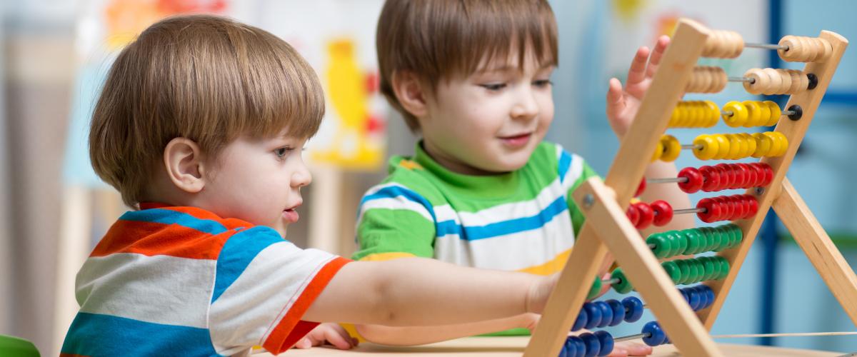 Children with an abacus