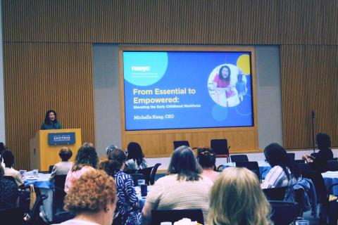 Michelle Kang speaks during the Forum on Early Learning