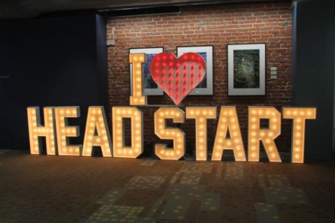 Lightbox letters arranged to spell "I Heart Head Start"